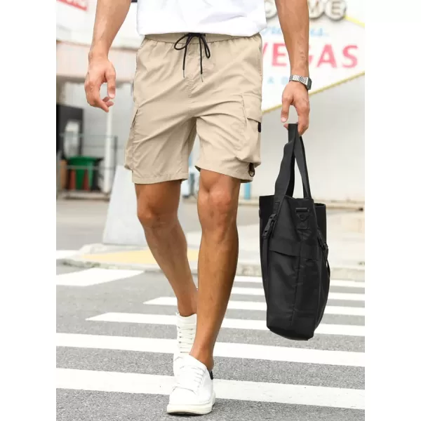 JMIERR Mens Casual Cargo Shorts Drawstring Elastic Waist Stretch Shorts Summer Beach Work Shorts for Men with 4 Pockets