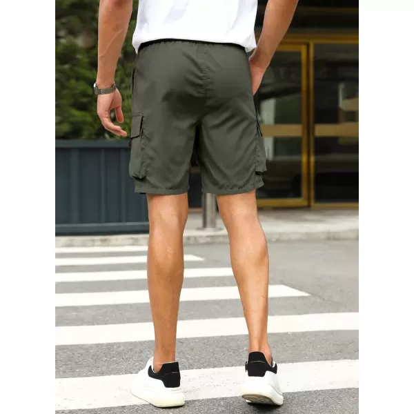 JMIERR Mens Casual Cargo Shorts Drawstring Elastic Waist Stretch Shorts Summer Beach Work Shorts for Men with 4 Pockets