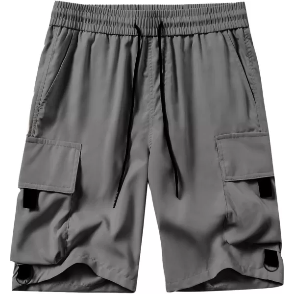 JMIERR Mens Casual Cargo Shorts Drawstring Elastic Waist Stretch Shorts Summer Beach Work Shorts for Men with 4 Pockets