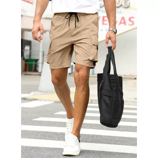 JMIERR Mens Casual Cargo Shorts Drawstring Elastic Waist Stretch Shorts Summer Beach Work Shorts for Men with 4 Pockets