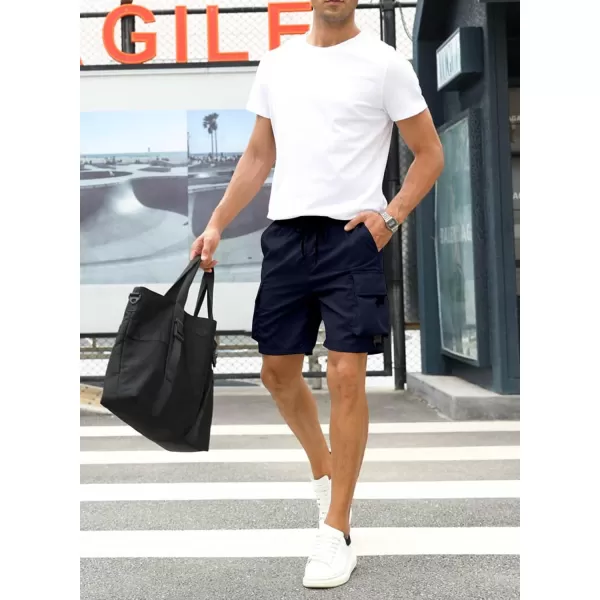 JMIERR Mens Casual Cargo Shorts Drawstring Elastic Waist Stretch Shorts Summer Beach Work Shorts for Men with 4 Pockets