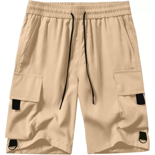 JMIERR Mens Casual Cargo Shorts Drawstring Elastic Waist Stretch Shorts Summer Beach Work Shorts for Men with 4 Pockets