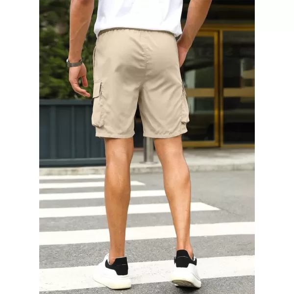 JMIERR Mens Casual Cargo Shorts Drawstring Elastic Waist Stretch Shorts Summer Beach Work Shorts for Men with 4 Pockets