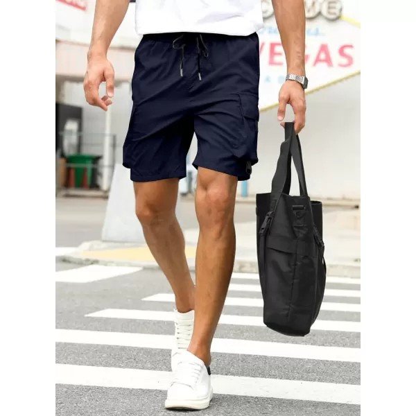 JMIERR Mens Casual Cargo Shorts Drawstring Elastic Waist Stretch Shorts Summer Beach Work Shorts for Men with 4 Pockets
