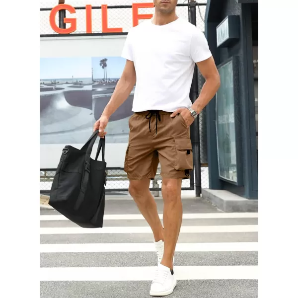 JMIERR Mens Casual Cargo Shorts Drawstring Elastic Waist Stretch Shorts Summer Beach Work Shorts for Men with 4 Pockets