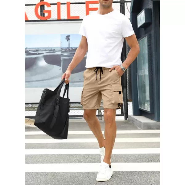JMIERR Mens Casual Cargo Shorts Drawstring Elastic Waist Stretch Shorts Summer Beach Work Shorts for Men with 4 Pockets