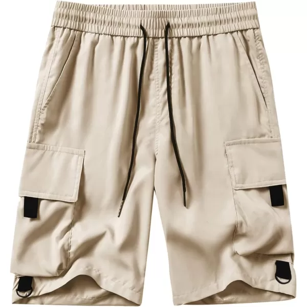 JMIERR Mens Casual Cargo Shorts Drawstring Elastic Waist Stretch Shorts Summer Beach Work Shorts for Men with 4 Pockets