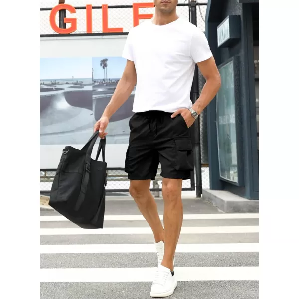 JMIERR Mens Casual Cargo Shorts Drawstring Elastic Waist Stretch Shorts Summer Beach Work Shorts for Men with 4 Pockets