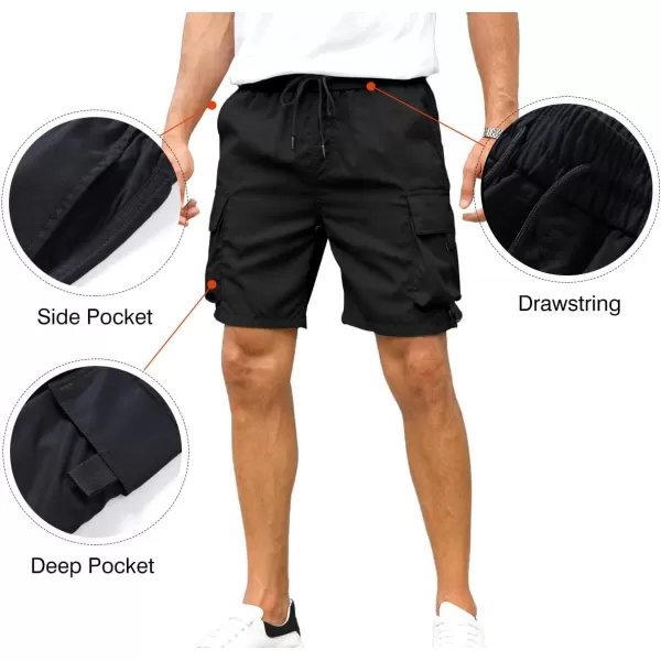 JMIERR Mens Casual Cargo Shorts Drawstring Elastic Waist Stretch Shorts Summer Beach Work Shorts for Men with 4 Pockets
