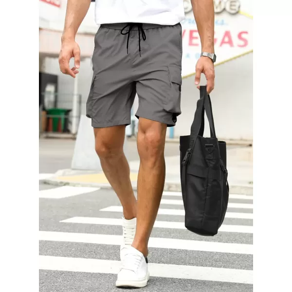 JMIERR Mens Casual Cargo Shorts Drawstring Elastic Waist Stretch Shorts Summer Beach Work Shorts for Men with 4 Pockets