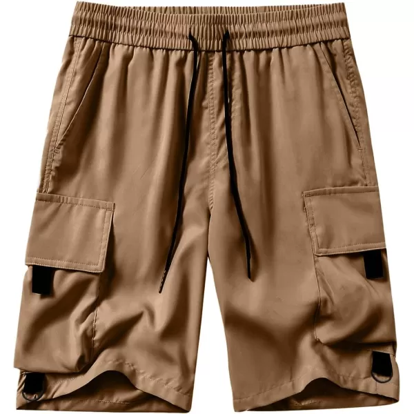 JMIERR Mens Casual Cargo Shorts Drawstring Elastic Waist Stretch Shorts Summer Beach Work Shorts for Men with 4 Pockets