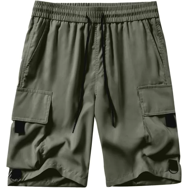 JMIERR Mens Casual Cargo Shorts Drawstring Elastic Waist Stretch Shorts Summer Beach Work Shorts for Men with 4 Pockets