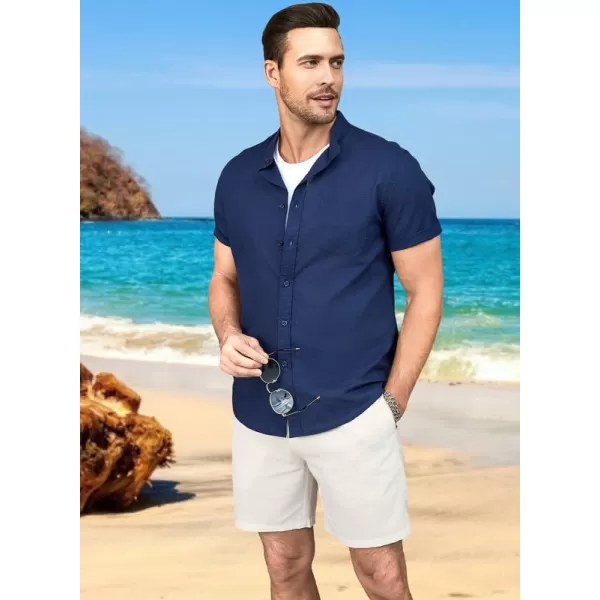 JMIERR Mens Casual Cotton Linen Shorts Stretch Elastic Waistband Classic Fit Lightweight Summer Beach Short with Pockets