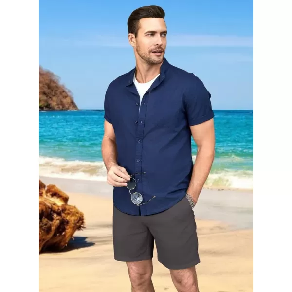 JMIERR Mens Casual Cotton Linen Shorts Stretch Elastic Waistband Classic Fit Lightweight Summer Beach Short with Pockets