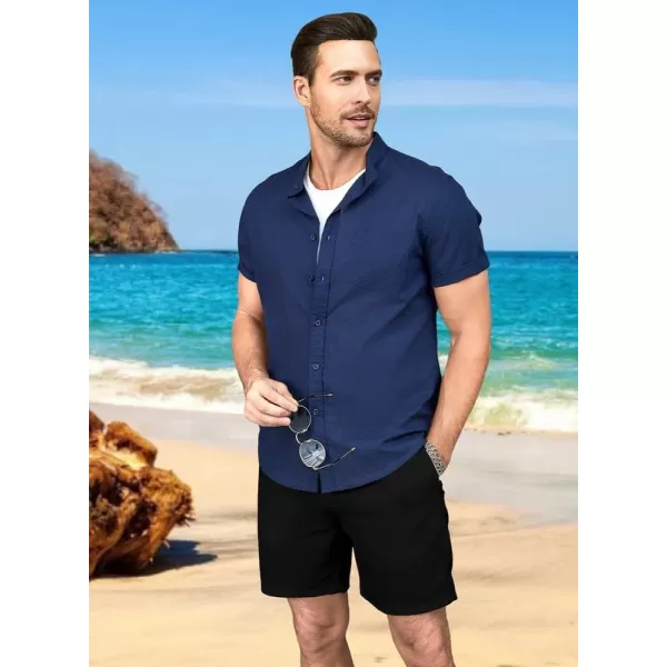 JMIERR Mens Casual Cotton Linen Shorts Stretch Elastic Waistband Classic Fit Lightweight Summer Beach Short with Pockets