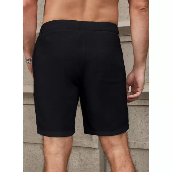 JMIERR Mens Casual Cotton Linen Shorts Stretch Elastic Waistband Classic Fit Lightweight Summer Beach Short with Pockets
