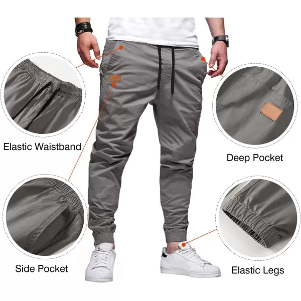 JMIERR Mens Casual Joggers Pants - Cotton Drawstring Chino Cargo Pants Hiking Outdoor Twill Track Jogging Sweatpants Pants