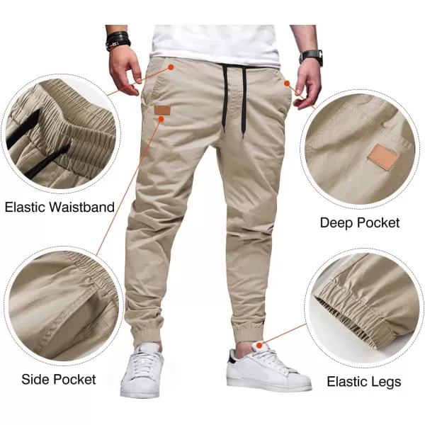 JMIERR Mens Casual Joggers Pants - Cotton Drawstring Chino Cargo Pants Hiking Outdoor Twill Track Jogging Sweatpants Pants