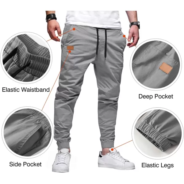 JMIERR Mens Casual Joggers Pants - Cotton Drawstring Chino Cargo Pants Hiking Outdoor Twill Track Jogging Sweatpants Pants