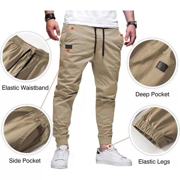 JMIERR Mens Casual Joggers Pants - Cotton Drawstring Chino Cargo Pants Hiking Outdoor Twill Track Jogging Sweatpants Pants