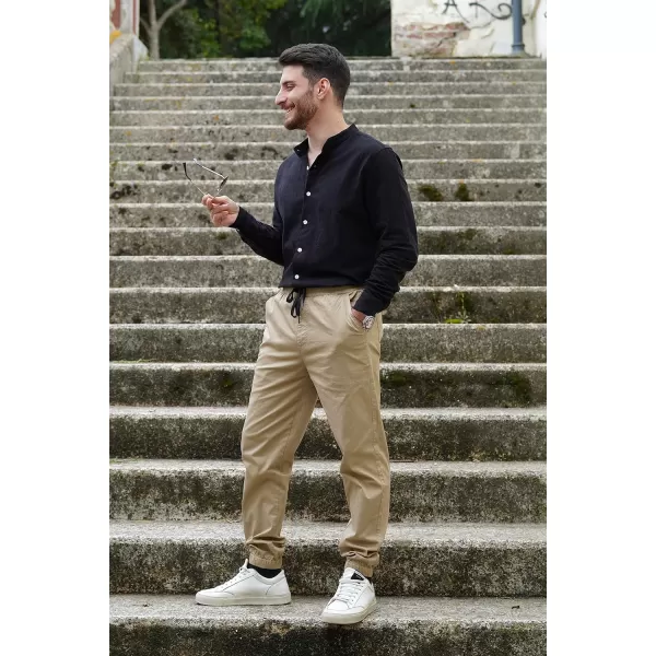 JMIERR Mens Casual Joggers Pants - Cotton Drawstring Chino Cargo Pants Hiking Outdoor Twill Track Jogging Sweatpants Pants