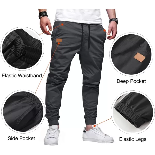 JMIERR Mens Casual Joggers Pants - Cotton Drawstring Chino Cargo Pants Hiking Outdoor Twill Track Jogging Sweatpants Pants