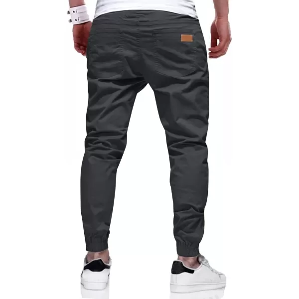 JMIERR Mens Casual Joggers Pants - Cotton Drawstring Chino Cargo Pants Hiking Outdoor Twill Track Jogging Sweatpants Pants