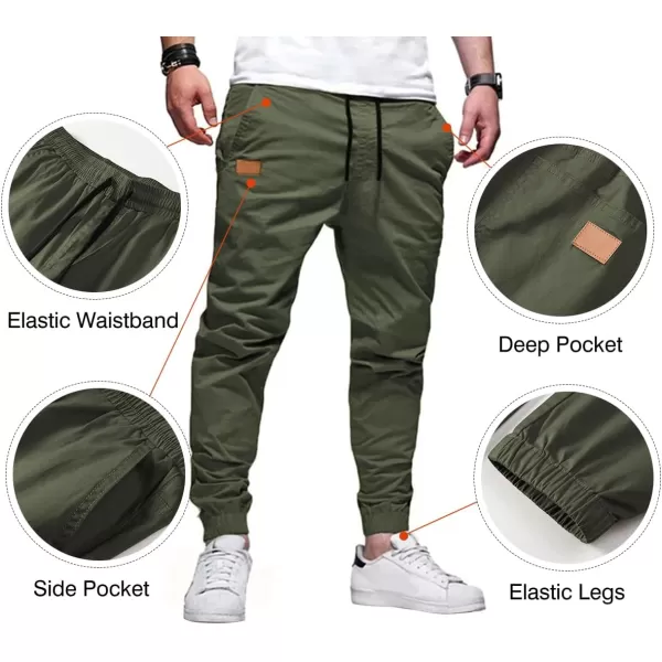 JMIERR Mens Casual Joggers Pants - Cotton Drawstring Chino Cargo Pants Hiking Outdoor Twill Track Jogging Sweatpants Pants