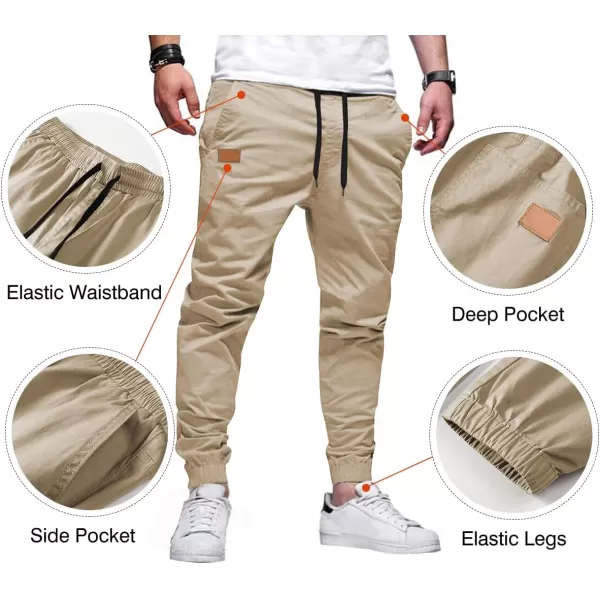 JMIERR Mens Casual Joggers Pants - Cotton Drawstring Chino Cargo Pants Hiking Outdoor Twill Track Jogging Sweatpants Pants
