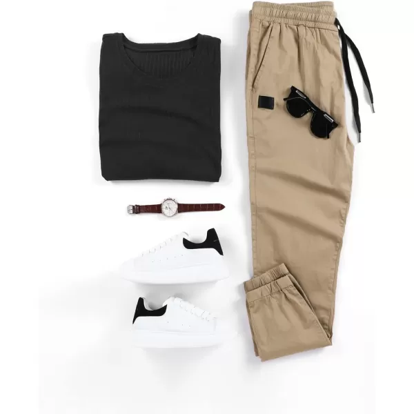 JMIERR Mens Casual Joggers Pants - Cotton Drawstring Chino Cargo Pants Hiking Outdoor Twill Track Jogging Sweatpants Pants