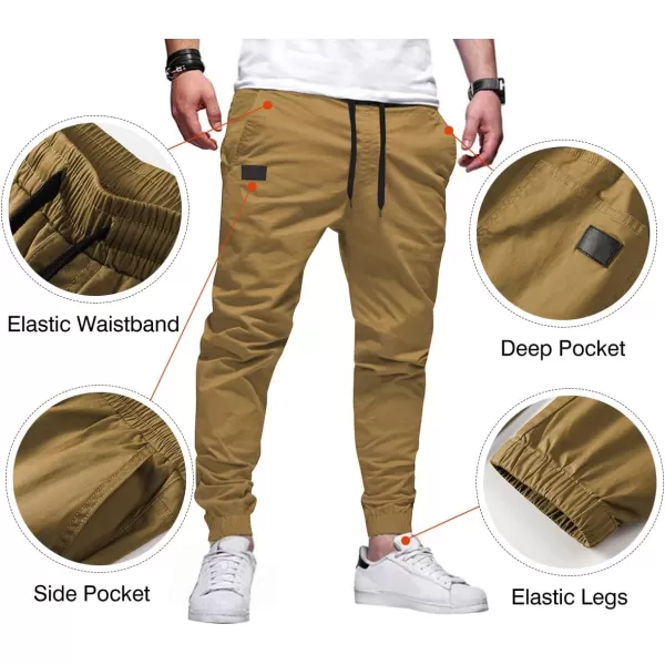 JMIERR Mens Casual Joggers Pants - Cotton Drawstring Chino Cargo Pants Hiking Outdoor Twill Track Jogging Sweatpants Pants