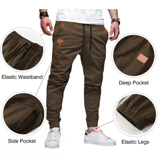 JMIERR Mens Casual Joggers Pants - Cotton Drawstring Chino Cargo Pants Hiking Outdoor Twill Track Jogging Sweatpants Pants