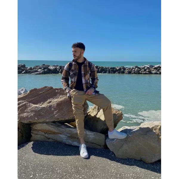JMIERR Mens Casual Joggers Pants - Cotton Drawstring Chino Cargo Pants Hiking Outdoor Twill Track Jogging Sweatpants Pants