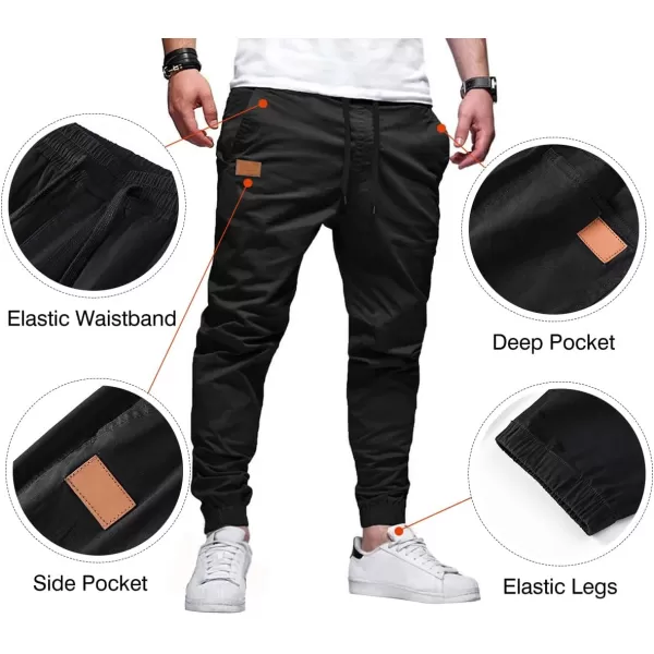 JMIERR Mens Casual Joggers Pants - Cotton Drawstring Chino Cargo Pants Hiking Outdoor Twill Track Jogging Sweatpants Pants