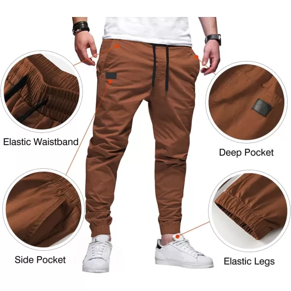 JMIERR Mens Casual Joggers Pants - Cotton Drawstring Chino Cargo Pants Hiking Outdoor Twill Track Jogging Sweatpants Pants