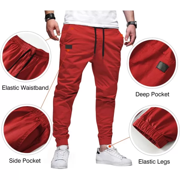 JMIERR Mens Casual Joggers Pants - Cotton Drawstring Chino Cargo Pants Hiking Outdoor Twill Track Jogging Sweatpants Pants