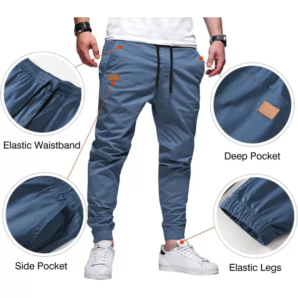 JMIERR Mens Casual Joggers Pants - Cotton Drawstring Chino Cargo Pants Hiking Outdoor Twill Track Jogging Sweatpants Pants