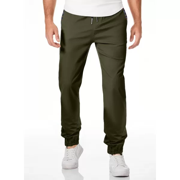 JMIERR Mens Casual Joggers Pants Cotton Drawstring Chino Hiking Pants Outdoor Twill Track Sweatpants with Pockets
