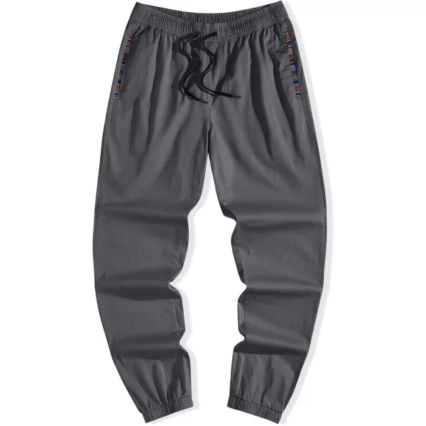 JMIERR Mens Casual Joggers Pants Cotton Drawstring Chino Hiking Pants Outdoor Twill Track Sweatpants with Pockets