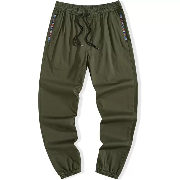 JMIERR Mens Casual Joggers Pants Cotton Drawstring Chino Hiking Pants Outdoor Twill Track Sweatpants with Pockets