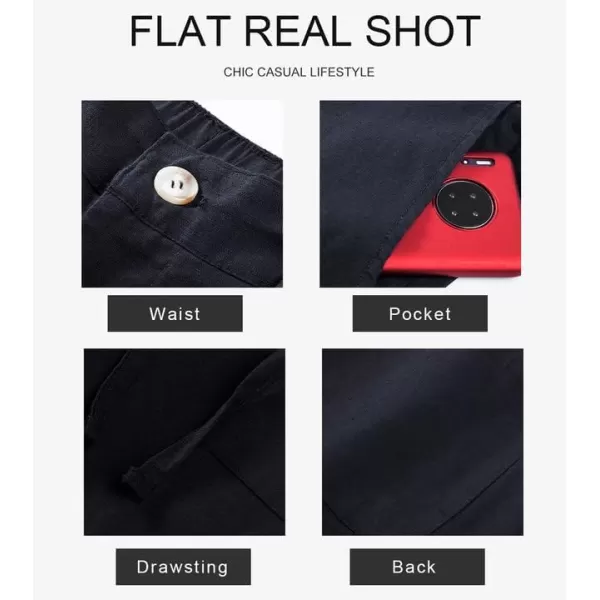 JMIERR Mens Casual Linen Pants Loose Fit Straight Legs Elastic Waist Trousers Summer Beach Yoga
