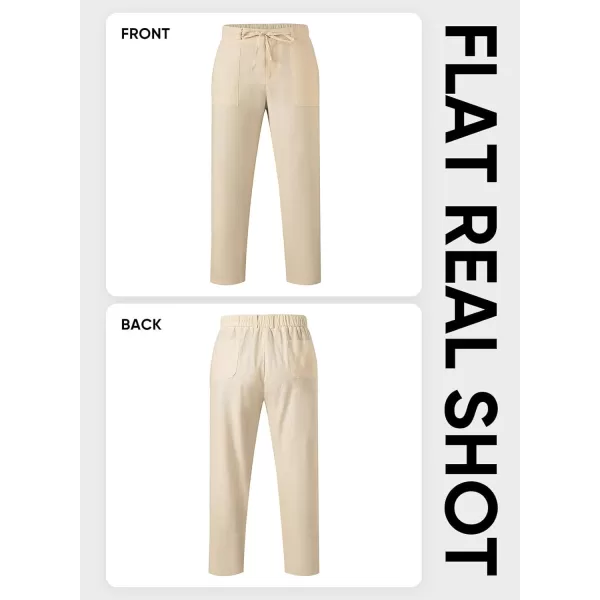 JMIERR Mens Casual Linen Pants Loose Fit Straight Legs Elastic Waist Trousers Summer Beach Yoga