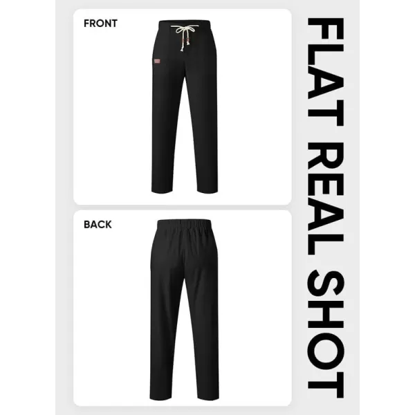 JMIERR Mens Casual Linen Pants Loose Fit Straight Legs Elastic Waist Trousers Summer Beach Yoga