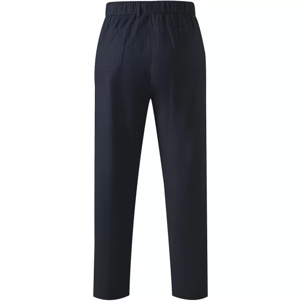 JMIERR Mens Casual Linen Pants Loose Fit Straight Legs Elastic Waist Trousers Summer Beach Yoga