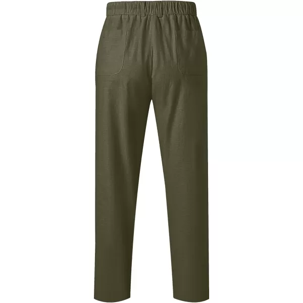 JMIERR Mens Casual Linen Pants Loose Fit Straight Legs Elastic Waist Trousers Summer Beach Yoga