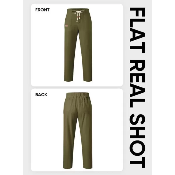 JMIERR Mens Casual Linen Pants Loose Fit Straight Legs Elastic Waist Trousers Summer Beach Yoga