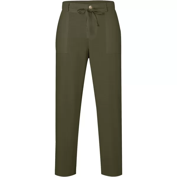 JMIERR Mens Casual Linen Pants Loose Fit Straight Legs Elastic Waist Trousers Summer Beach Yoga