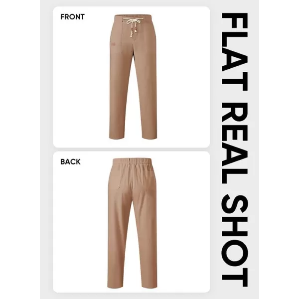 JMIERR Mens Casual Linen Pants Loose Fit Straight Legs Elastic Waist Trousers Summer Beach Yoga