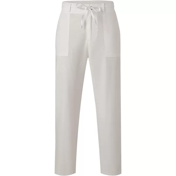 JMIERR Mens Casual Linen Pants Loose Fit Straight Legs Elastic Waist Trousers Summer Beach Yoga