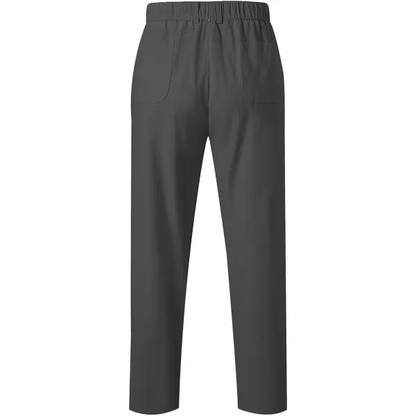 JMIERR Mens Casual Linen Pants Loose Fit Straight Legs Elastic Waist Trousers Summer Beach Yoga